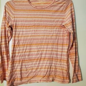 L.L.Bean pink striped long sleeve top. Medium. Like new.